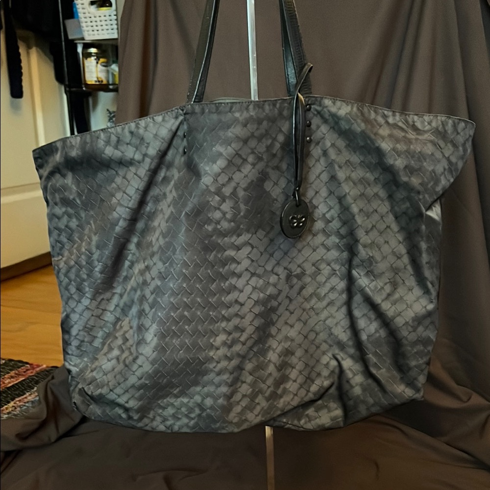 Bottega Veneta Grey Intrecciolusion Nylon Tote